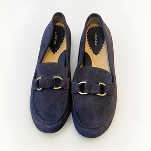 New Lands end Suede Leather Slip On Loafer Shoes Lands End Navy